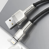 Cablu Baseus de date Cafule Series Metal (Caljk-B01), USB to Lightning 2.4A, 2m, negru;crem
