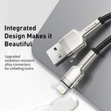 Cablu Baseus de date Cafule Series Metal (Caljk-B01), USB to Lightning 2.4A, 2m, negru;crem