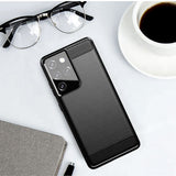 Husa pentru Samsung Galaxy S21 Ultra 5G, Techsuit Carbon Silicone, albastru