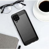Husa pentru Samsung Galaxy A12, Techsuit Carbon Silicone, negru