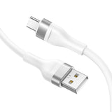 Cablu Lito de date (LD02C), USB to Type-C, Incarcare rapida, 2.4A, Tangle-free, Soft Silicon, 1.2m, alb