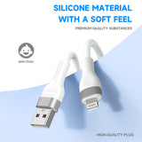 Cablu Lito de date (LD02L), USB to Lightning, Incarcare rapida, 2.4A, Tangle-free, Soft Silicon, 1.2m, alb