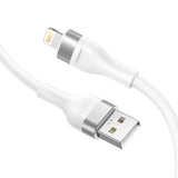 Cablu Lito de date (LD02L), USB to Lightning, Incarcare rapida, 2.4A, Tangle-free, Soft Silicon, 1.2m, alb