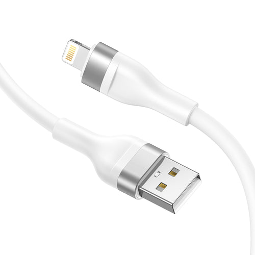 Cablu Lito de date (LD02L), USB to Lightning, Incarcare rapida, 2.4A, Tangle-free, Soft Silicon, 1.2m, alb