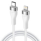 Cablu Lito de date (LD02CL), Type-C to Lightning, Incarcare rapida, 30W, Tangle-free, Soft Silicon, 1.2m, alb