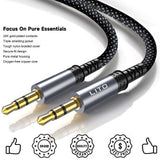 Adaptor, Lito Audio Cable La01d Jack to Jack 3 5mm Hi Fi 24k Gold Plated Contacts Nylon Braided 1m Koff A3d2de, Negru