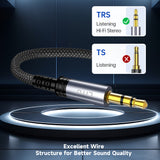 Adaptor, Lito Audio Cable La01d Jack to Jack 3 5mm Hi Fi 24k Gold Plated Contacts Nylon Braided 1m Koff A3d2de, Negru