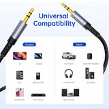Adaptor, Lito Audio Cable La01d Jack to Jack 3 5mm Hi Fi 24k Gold Plated Contacts Nylon Braided 1m Koff A3d2de, Negru