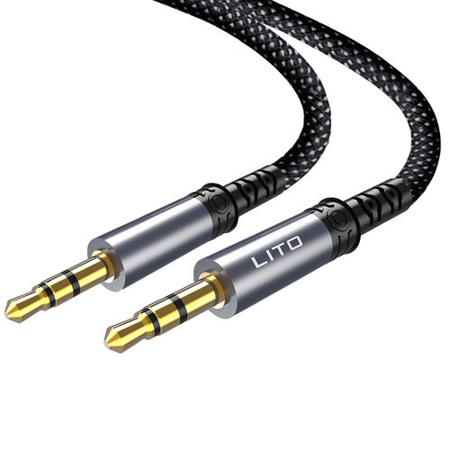 Adaptor, Lito Audio Cable La01d Jack to Jack 3 5mm Hi Fi 24k Gold Plated Contacts Nylon Braided 1m Koff A3d2de, Negru