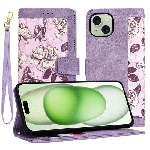 Husa pentru iPhone 15 Plus, Techsuit FlipCraft, mov
