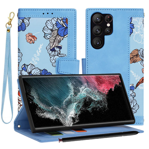 Husa pentru Samsung Galaxy S22 Ultra 5G, Techsuit FlipCraft, bleu