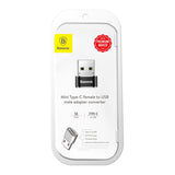 Adaptor Baseus OTG Adapter (Caaotg-01), Type-C to USB, Plug & Play, 3A, Negru