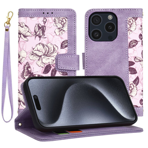 Husa pentru iPhone 15 Pro, Techsuit FlipCraft, mov