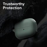 Husa pentru pentru Samsung Galaxy Buds 3 / 3 Pro / 3 FE, Non-Slip Texture, Carabiner, Ringke, verde
