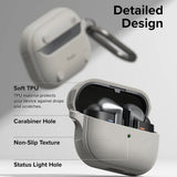 Husa pentru pentru Samsung Galaxy Buds 3 / 3 Pro / 3 FE, Non-Slip Texture, Carabiner, Ringke, gri