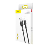 Cablu Baseus de date Cafule (Camklf-CG1), USB to Micro-USB, 1.5A, 480Mbps, 2m, Bend-Resistant, negru;gri