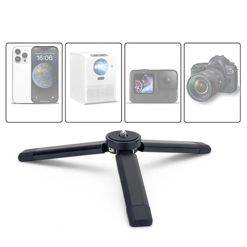 Techsuit Mini Tripod (TPD2), pentru Selfie Sticks, Universal, cu 1/4 inch Screw, Aluminum Alloy, Negru