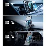 Suport auto ESR cu Wireless Charging Qi2 HaloLock (2B51801), cu CryoBoost, MagSafe Compatible, pentru Grila ventilatie, negru