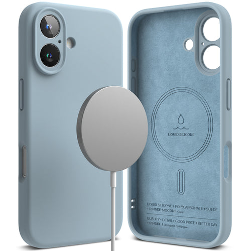 Husa pentru iPhone 16 Plus, Ringke Silicone Magnetic MagSafe, bleu
