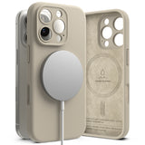 Husa pentru iPhone 16 Pro, Ringke Silicone Magnetic MagSafe, crem