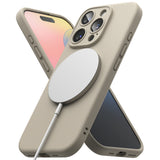 Husa pentru iPhone 16 Pro, Ringke Silicone Magnetic MagSafe, crem