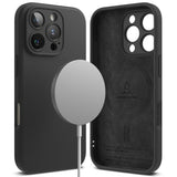 Husa pentru iPhone 16 Pro, Ringke Silicone Magnetic MagSafe, negru