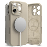 Husa pentru iPhone 16 Pro Max, Ringke Silicone Magnetic MagSafe, crem