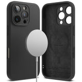 Husa pentru iPhone 16 Pro Max, Ringke Silicone Magnetic MagSafe, negru