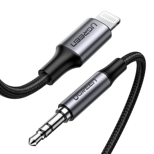 Cablu audio UGREEN Aluminium Shell US315 (70509), Lightning to Jack 3.5mm, MFi Certified, 1m, negru