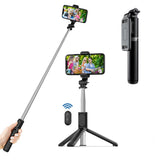 Selfie stick Techsuit (Q01), cu Bluetooth Telecomanda si Suport trepied stabil, 101cm, alb