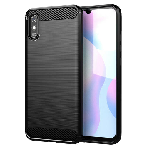 Husa pentru Xiaomi Redmi 9A, Techsuit Carbon Silicone, negru
