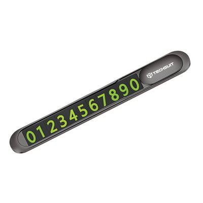Techsuit Premium Telefon Numar parcare (PNP1), Semn parcare temporar pentru Bord, Zinc Alloy, Detasabil Adhesive, Negru
