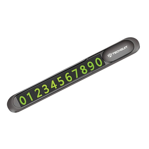 Techsuit Premium Telefon Numar parcare (PNP1), Semn parcare temporar pentru Bord, Zinc Alloy, Detasabil Adhesive, Negru