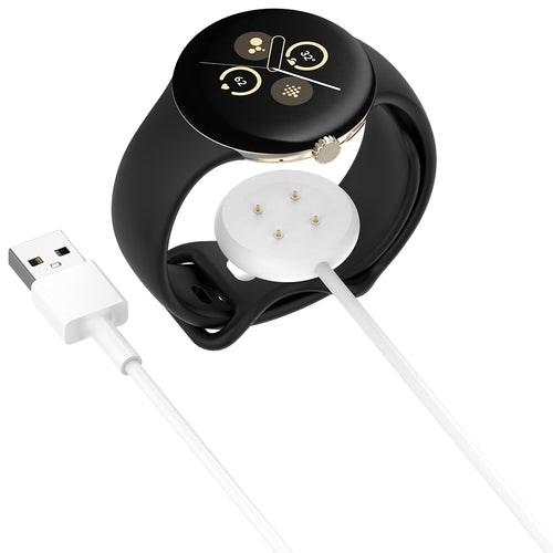 Incarcator wireless Techsuit SmartWatch Wireless Cablu de incarcare (THC5), pentru Google Pixel Watch 3 (41mm, 45mm) / 2 / Fitbit Ace LTE, USB, alb