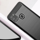 Husa pentru Samsung Galaxy A21s, Techsuit Carbon Silicone, albastru
