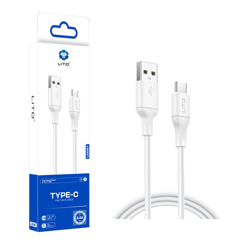 Cablu Lito de date (LD06T), USB to Type-C, 2.4A, PVC, 1m, alb