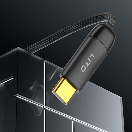 Cablu Lito de date (LD11CC), Type-C to Type-C, Incarcare rapida, Angled Design, Auriu Plated Interface, 60W, 1m, negru