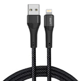 Cablu Lito de date (LD14), USB to Lightning Incarcare rapida 2.4A, 480Mbps, Nylon, 1m, negru