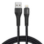 Cablu Lito de date (LD14), USB to Lightning Incarcare rapida 2.4A, 480Mbps, Nylon, 1m, negru