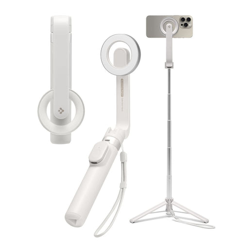 Selfie stick Spigen S571W (AMP07657), MagSafe Compatible, cu Tripod, Stable, Bluetooth, pentru iOS si Android, bej