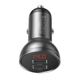 Incarcator auto Baseus (Ccbx-0G), Afisaj digital, 2x USB-A, 24W, gri