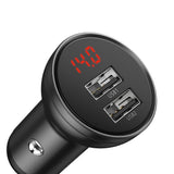 Incarcator auto Baseus (Ccbx-0G), Afisaj digital, 2x USB-A, 24W, gri