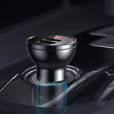 Incarcator auto Baseus (Ccbx-0G), Afisaj digital, 2x USB-A, 24W, gri