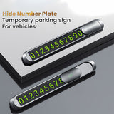 Techsuit Premium Telefon Numar parcare (PNP1), Semn parcare temporar pentru Bord, Zinc Alloy, Detasabil Adhesive, Negru