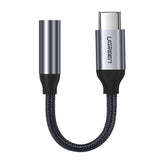 Adaptor UGREEN, Audio Cable Av142 30632 Type-C to Jack 3 5mm 10cm Koff A3d2de, Gri