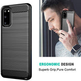 Husa pentru Samsung Galaxy S20, Techsuit Carbon Silicone, albastru