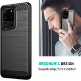 Husa pentru Samsung Galaxy S20 Ultra 5G, Techsuit Carbon Silicone, albastru