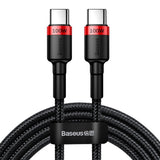 Cablu Baseus de date Cafule (Catklf-AL91), USB-C to Type-C, PD 2.0, 100W, 2m, negru;rosu