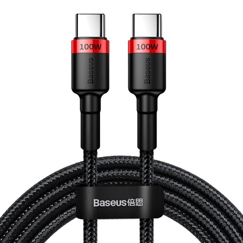 Cablu Baseus de date Cafule (Catklf-AL91), USB-C to Type-C, PD 2.0, 100W, 2m, negru;rosu