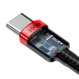 Cablu Baseus de date Cafule (Catklf-AL91), USB-C to Type-C, PD 2.0, 100W, 2m, negru;rosu